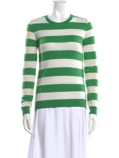 Pre-owned Joie Striped Crew Neck Sweater In Green