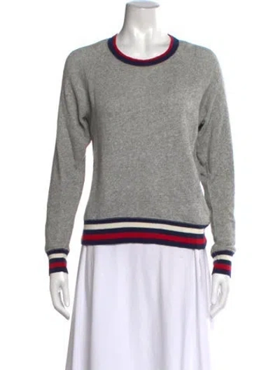 Pre-owned Joie Striped Crew Neck Sweater In Grey