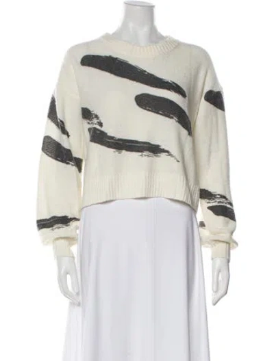 Pre-owned Joie Striped Crew Neck Sweater In White