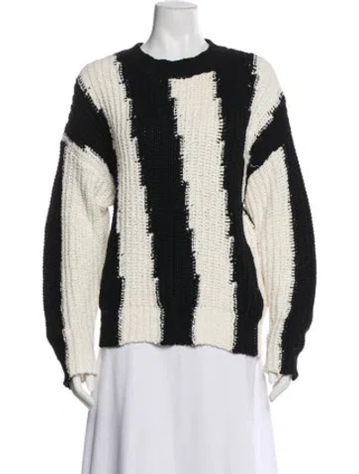 Pre-owned Joie Striped Crew Neck Sweater In White