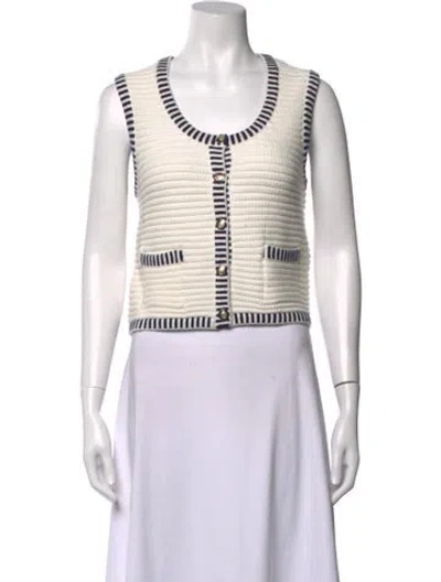 Pre-owned Joie Striped Crew Neck Sweater In White