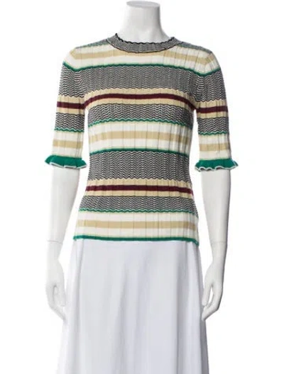 Pre-owned Joie Striped Crew Neck Sweater In White