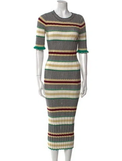 Pre-owned Joie Striped Long Dress In Neutral