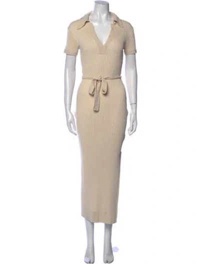 Pre-owned Joie Striped Long Dress In Neutral