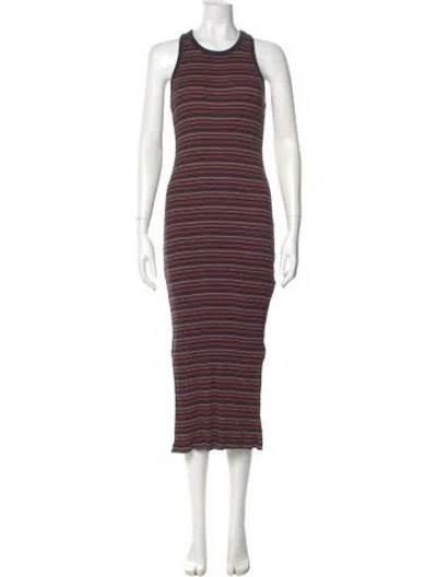 Pre-owned Joie Striped Midi Length Dress In Black