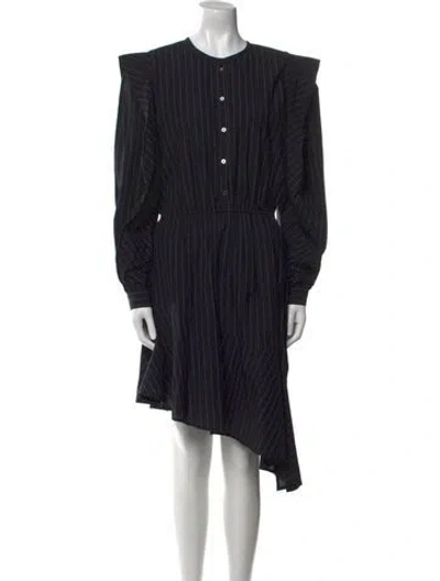 Pre-owned Joie Striped Midi Length Dress In Black