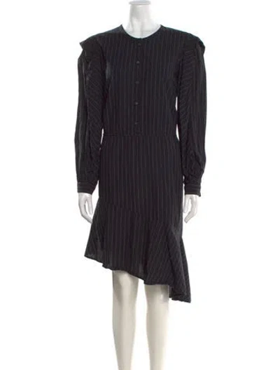 Pre-owned Joie Striped Midi Length Dress In Black