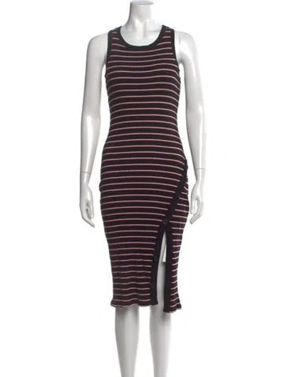 Pre-owned Joie Striped Midi Length Dress In Black