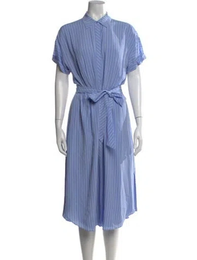 Pre-owned Joie Striped Midi Length Dress In Blue