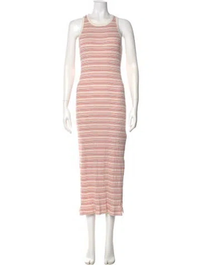 Pre-owned Joie Striped Midi Length Dress In Neutral