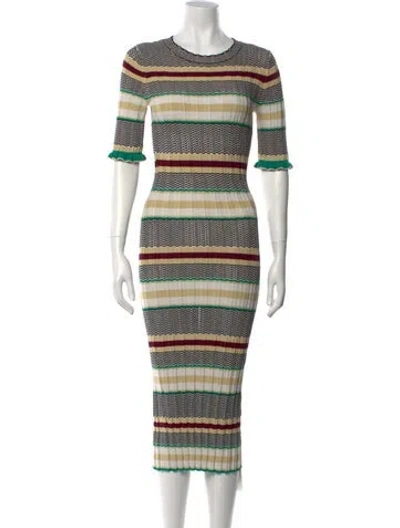Pre-owned Joie Striped Midi Length Dress In Neutral