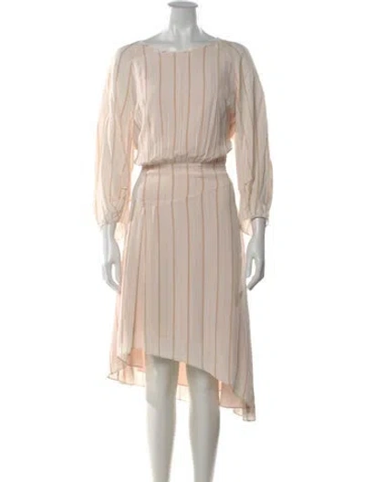 Pre-owned Joie Striped Midi Length Dress In Neutral
