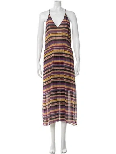 Pre-owned Joie Striped Midi Length Dress In Purple