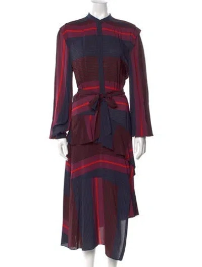 Pre-owned Joie Striped Midi Length Dress In Red