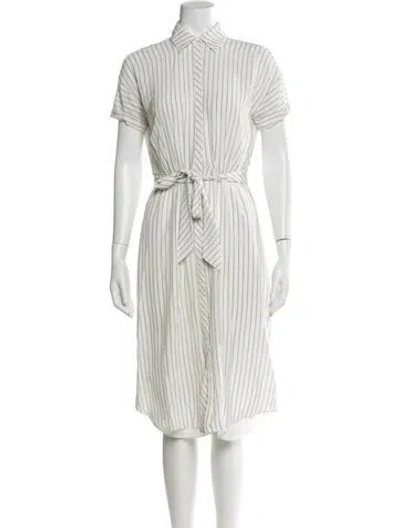 Pre-owned Joie Striped Midi Length Dress In White