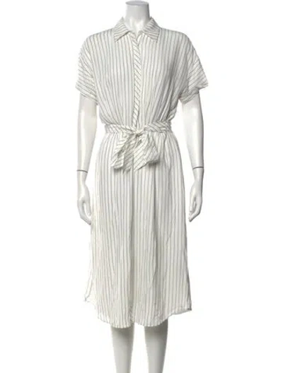 Pre-owned Joie Striped Midi Length Dress In White