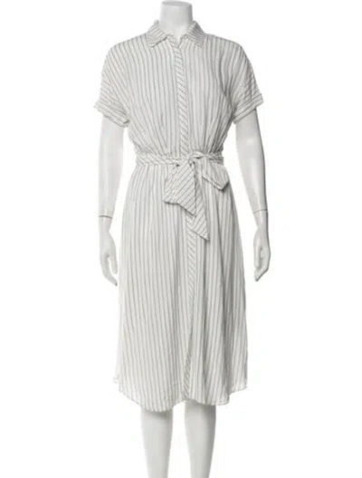 Pre-owned Joie Striped Midi Length Dress In White