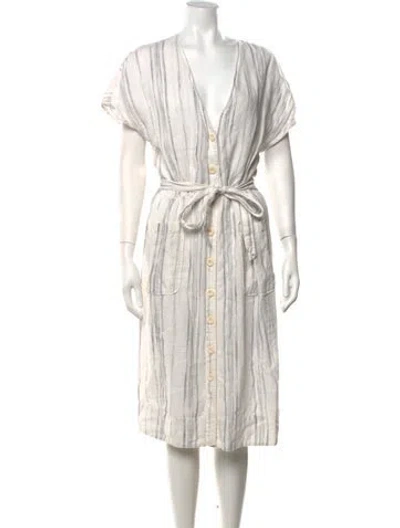 Pre-owned Joie Striped Midi Length Dress In White