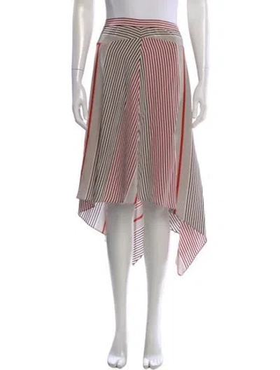 Pre-owned Joie Striped Midi Length Skirt In White