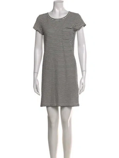 Pre-owned Joie Striped Mini Dress In Black