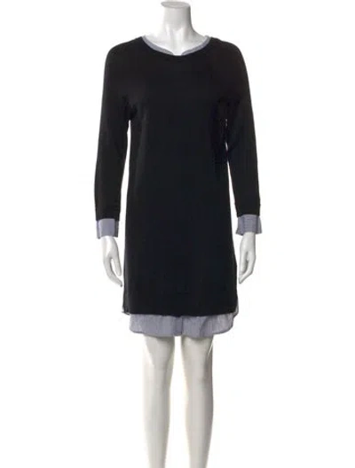 Pre-owned Joie Striped Mini Dress In Black