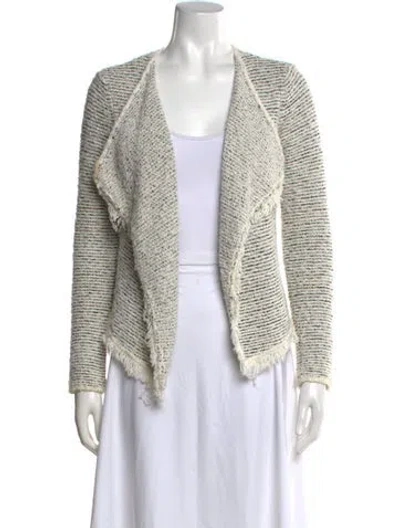 Pre-owned Joie Striped Open Front Sweater In White