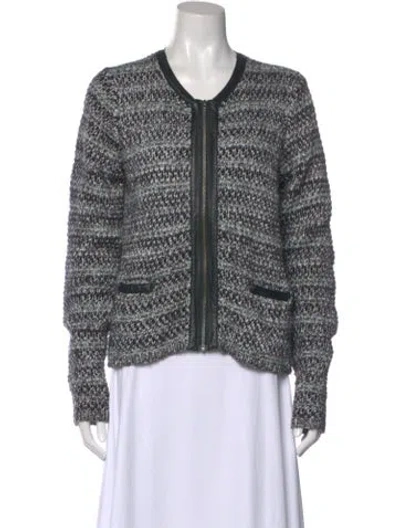 Pre-owned Joie Striped Scoop Neck Sweater In Gray