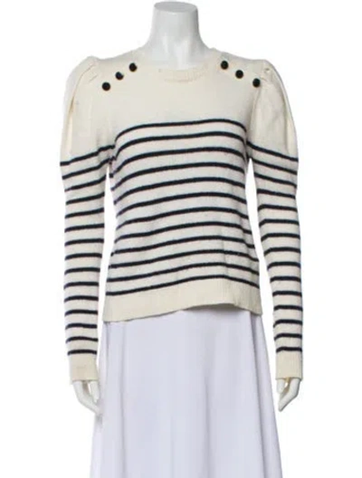 Pre-owned Joie Striped Scoop Neck Sweater In White