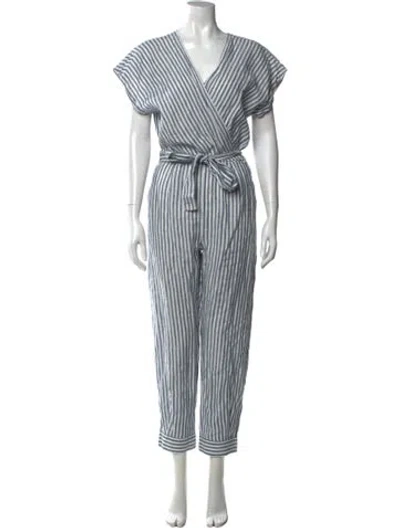 Pre-owned Joie Striped V-neck Jumpsuit In Multi
