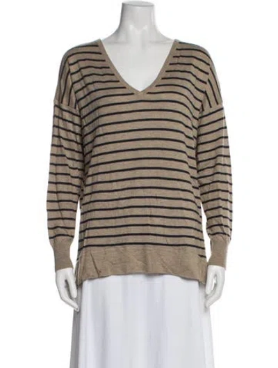 Pre-owned Joie Striped V-neck Sweater In Multi