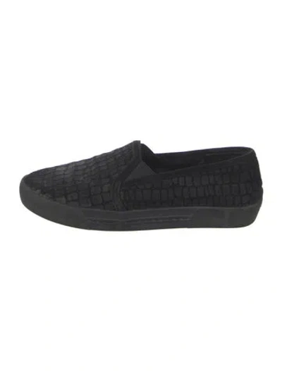 Pre-owned Joie Suede Animal Print Loafer Sneakers In Black