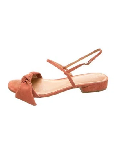 Pre-owned Joie Suede Bow Accents Sandals In Orange
