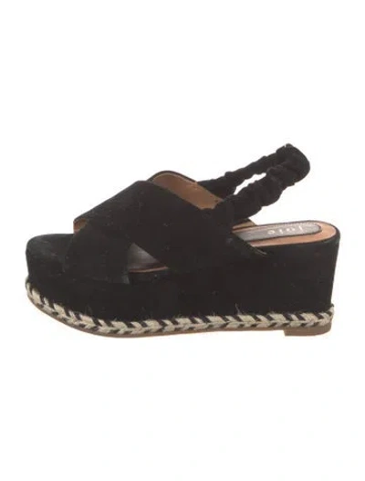 Pre-owned Joie Suede Braided Accents Espadrilles In Black