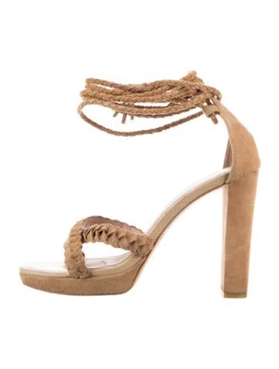 Pre-owned Joie Suede Braided Accents Sandals In Neutrals