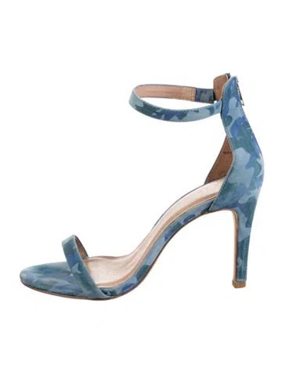 Pre-owned Joie Suede Camouflage Print Sandals In Blue