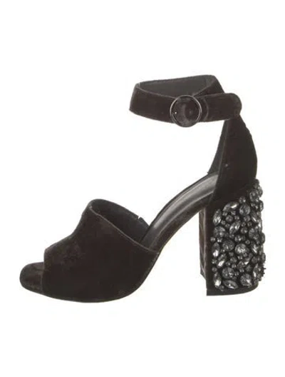 Pre-owned Joie Suede Crystal Embellishments Sandals In Green