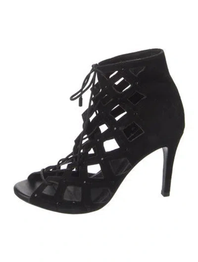 Pre-owned Joie Suede Cutout Accent Boots In Black