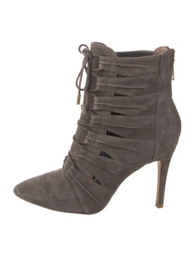 Pre-owned Joie Suede Cutout Accent Boots In Grey