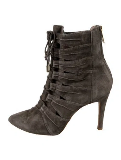 Pre-owned Joie Suede Cutout Accent Boots In Grey