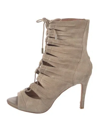 Pre-owned Joie Suede Cutout Accent Boots In Neutrals