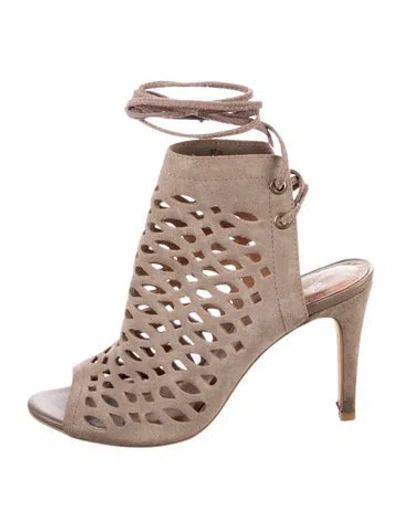 Pre-owned Joie Suede Lace Pattern Sandals In Neutrals