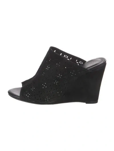 Pre-owned Joie Suede Lace Pattern Slides In Black