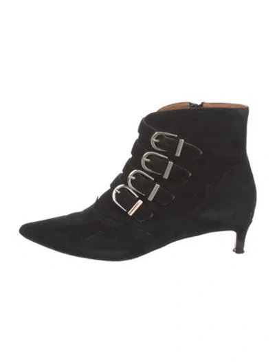 Pre-owned Joie Suede Lace-up Boots In Black