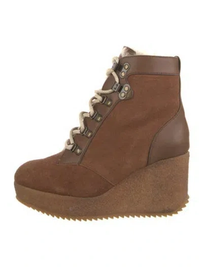 Pre-owned Joie Suede Lace-up Boots In Brown/neutrals
