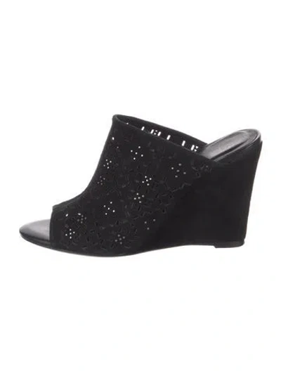 Pre-owned Joie Suede Lasercut Accents Mules In Black