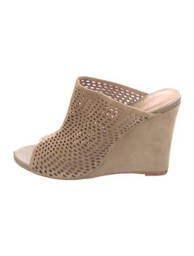 Pre-owned Joie Suede Lasercut Accents Sandals In Neutrals
