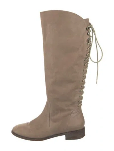 Pre-owned Joie Suede Riding Boots In Neutral