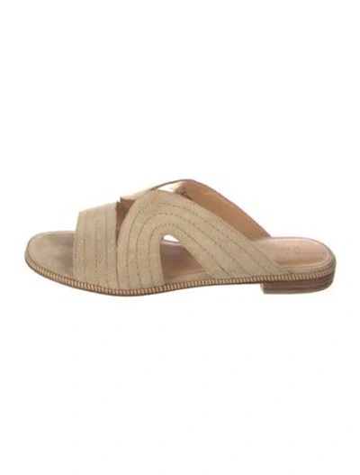 Pre-owned Joie Suede Slides In Brown