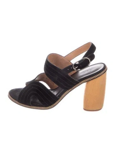 Pre-owned Joie Suede Slingback Sandals In Black
