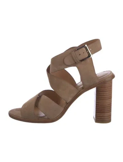 Pre-owned Joie Suede Slingback Sandals In Brown